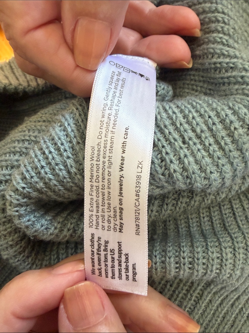 Eileen Fisher Slate Blue Ribbed Mock Neck Sweater - Picture 4 of 4